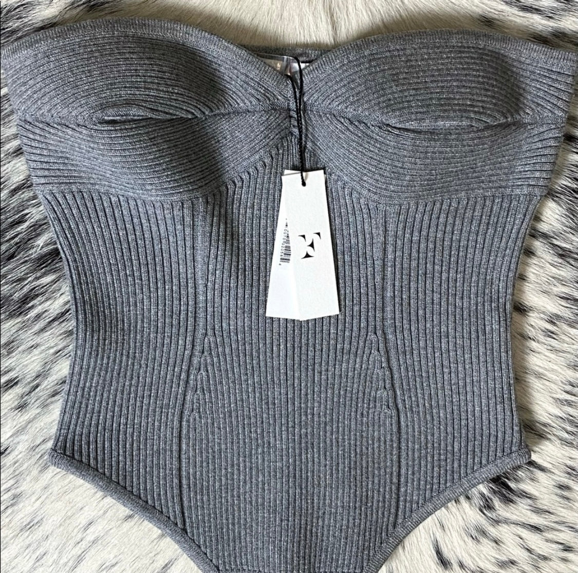 FLEUR DU MAL RIBBED KNIT CORSET TOP