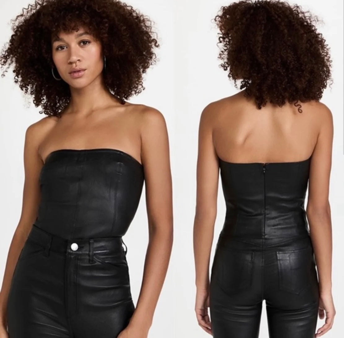 SPRWMN LEATHER BUSTIER TOP