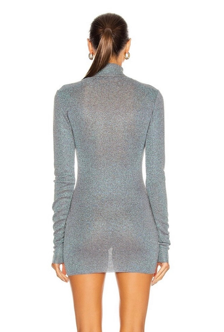 ZEYNEP ARCAY METALLIC TURTLENECK MINI-DRESS
