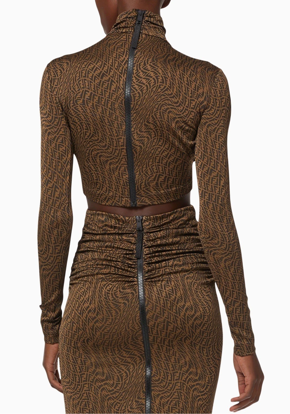 FENDI FF VERTIGO CROPPED CROSSOVER TOP