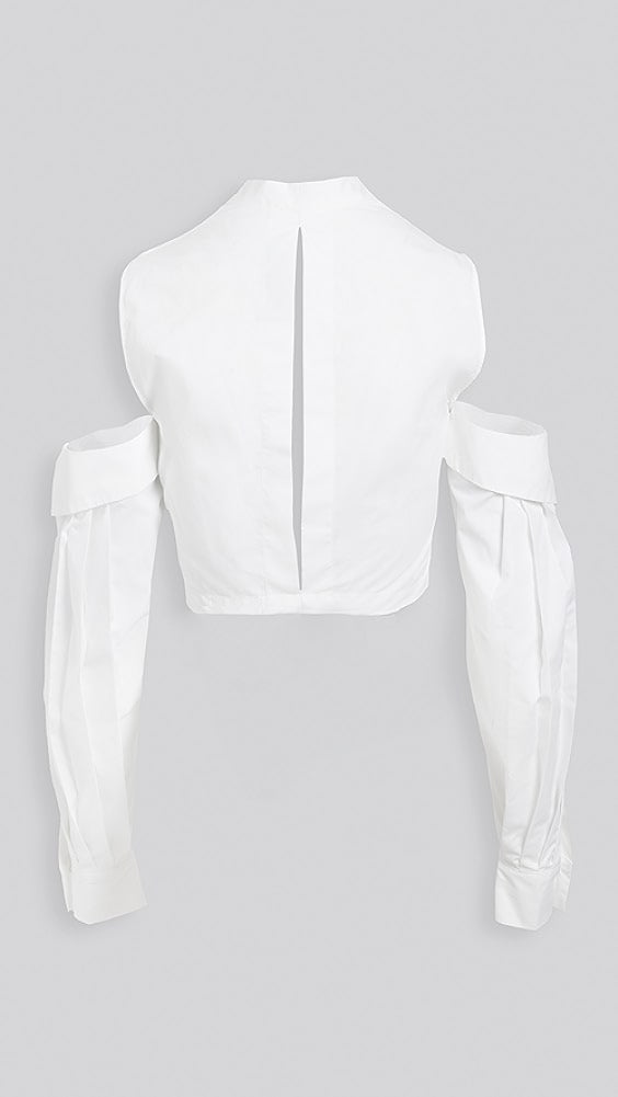 SILVIA TCHERASSI MATINATA COLD SHOULDER TIE-FRONT TOP