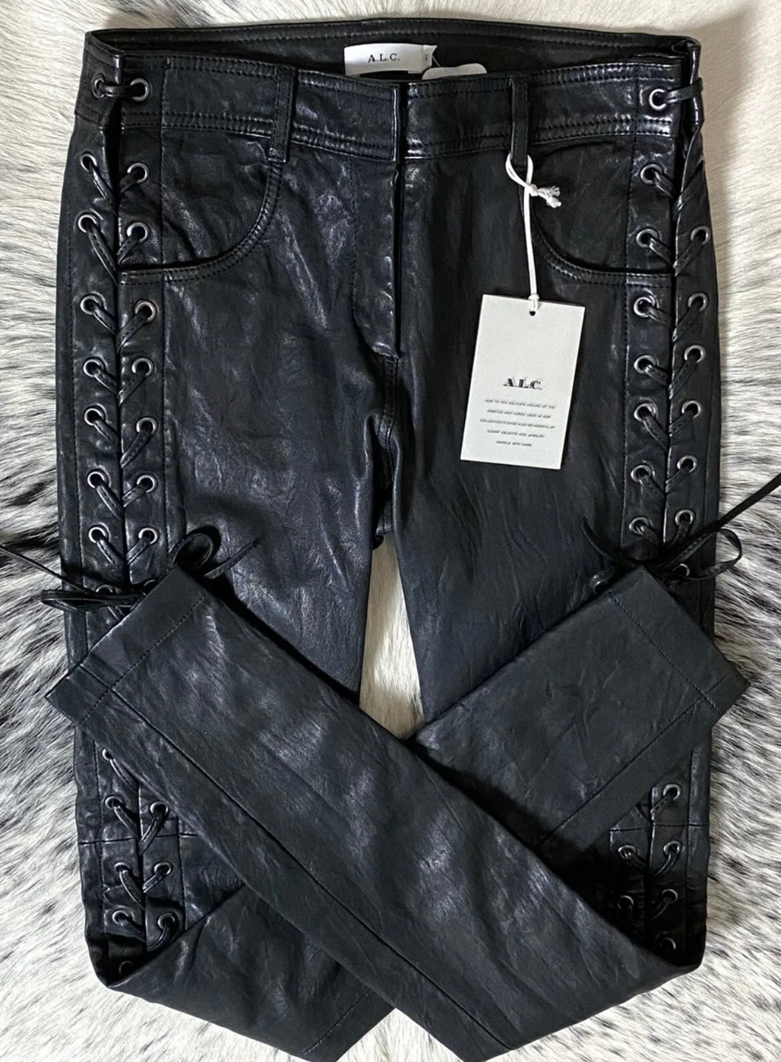 A.L.C. DENT LACE-UP LEATHER PANTS