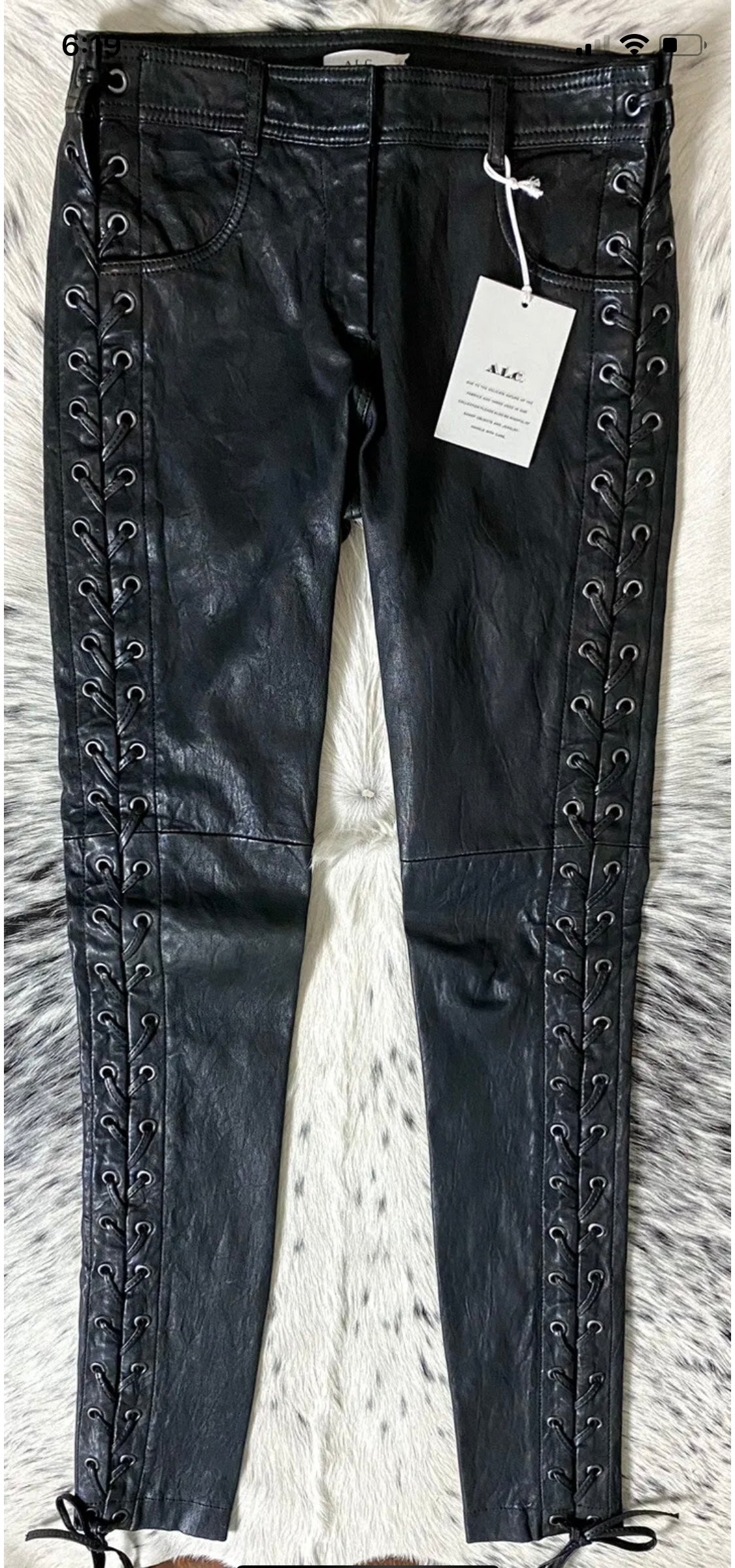 A.L.C. DENT LACE-UP LEATHER PANTS