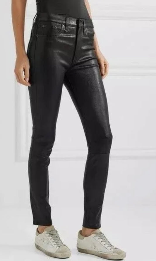 RAG & BONE LEATHER HIGH-RISE SKINNY