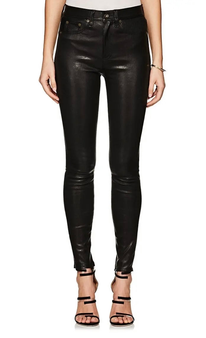 RAG & BONE LEATHER HIGH-RISE SKINNY