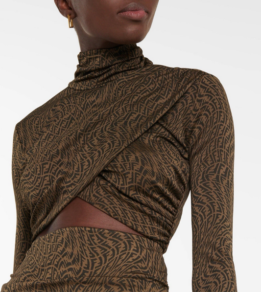 FENDI FF VERTIGO CROPPED CROSSOVER TOP