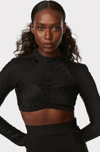 HERVE LEGER X LAW ROACH EMBROIDERED CROP TOP