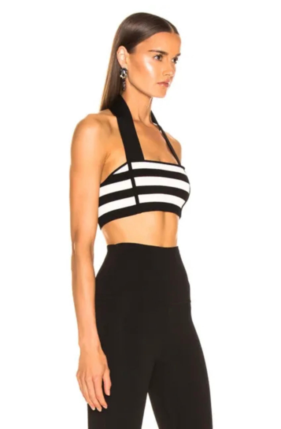 KHAITE JANET STRIPED HALTER BRALETTE