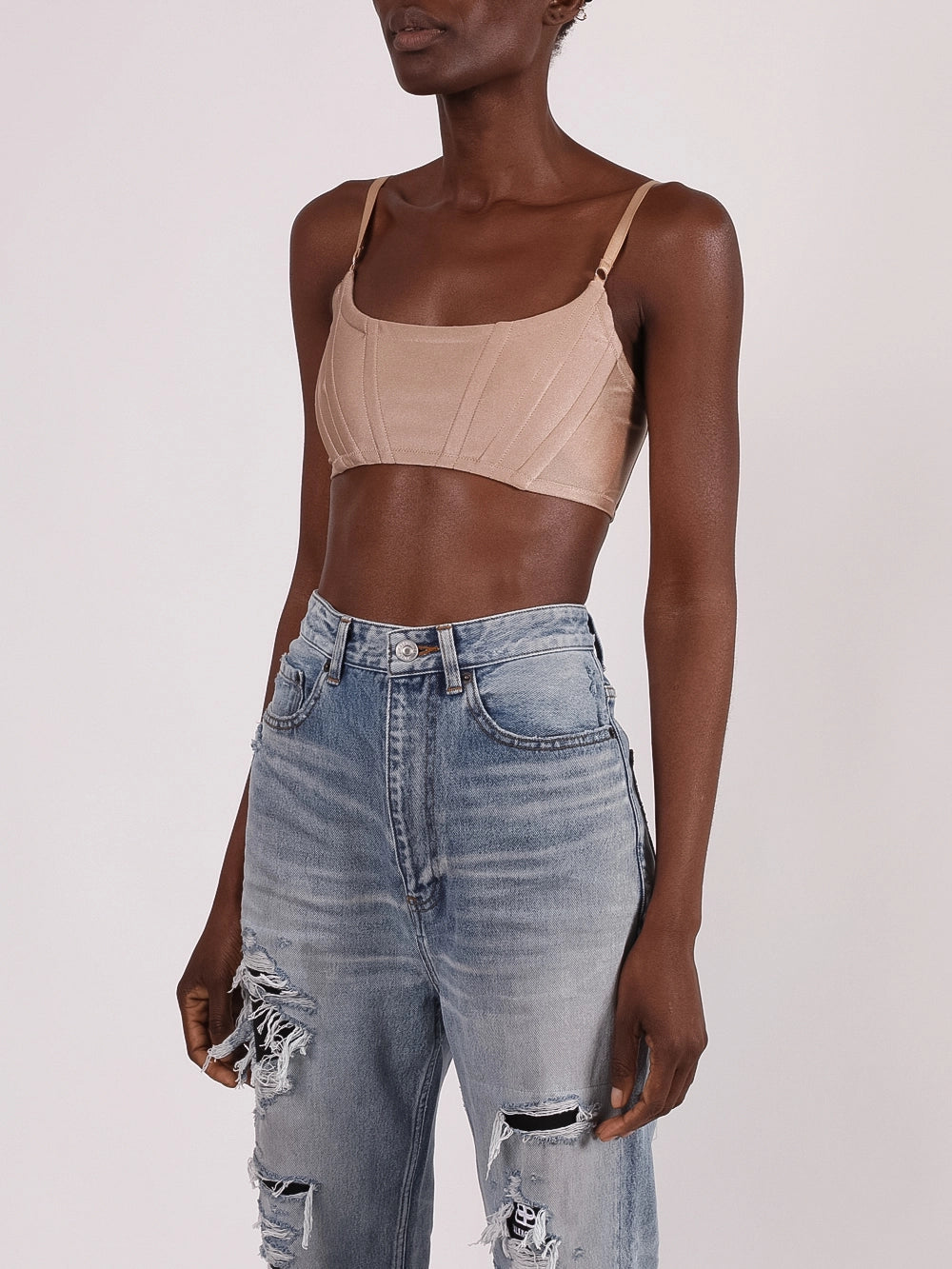 ALEXANDER WANG CROPPED CORSET BRA TOP