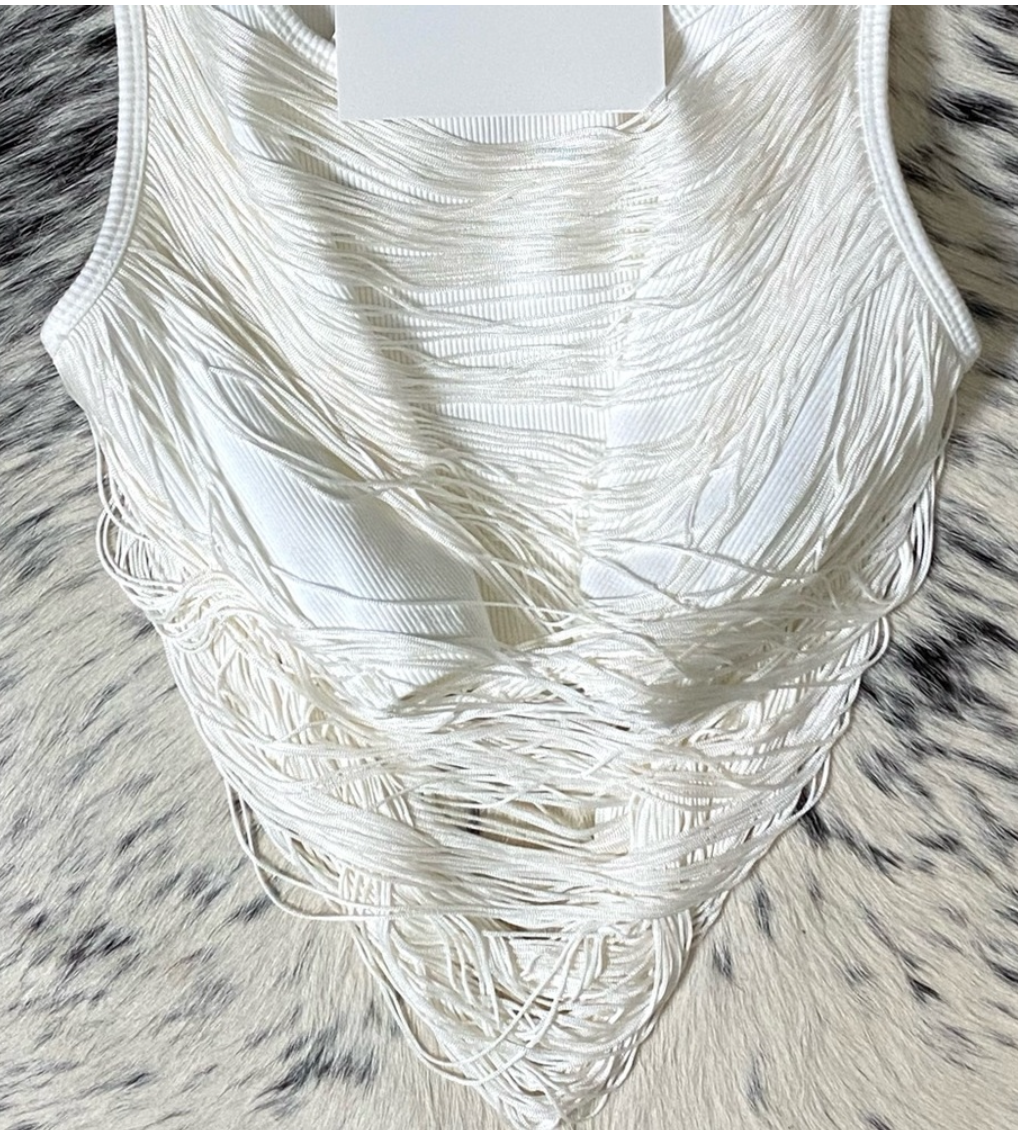 ALEXANDER WANG FRINGE CROP TANK TOP