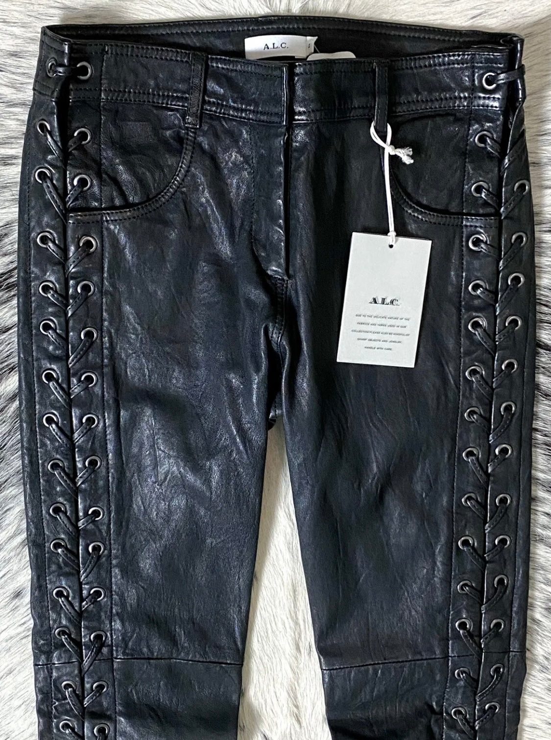 A.L.C. DENT LACE-UP LEATHER PANTS