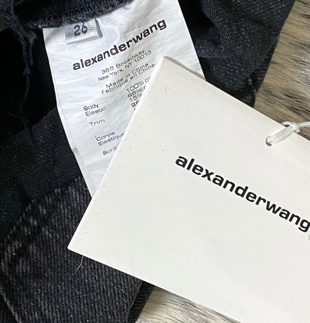 ALEXANDER WANG BRIEF LAYER LOGO ELASTIC DENIM SHORTS