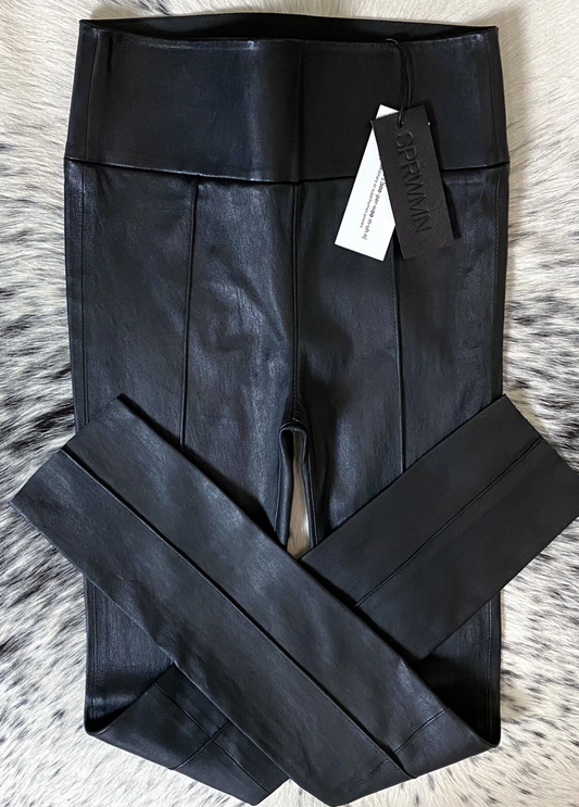 SPRWMN PINTUCK SEAMED LEATHER LEGGING