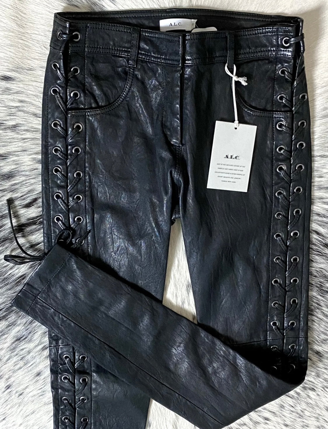 A.L.C. DENT LACE-UP LEATHER PANTS