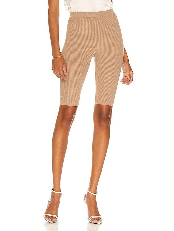SAINT LAURENT CYCLISTE HIGH RISE RIB KNIT SHORTS