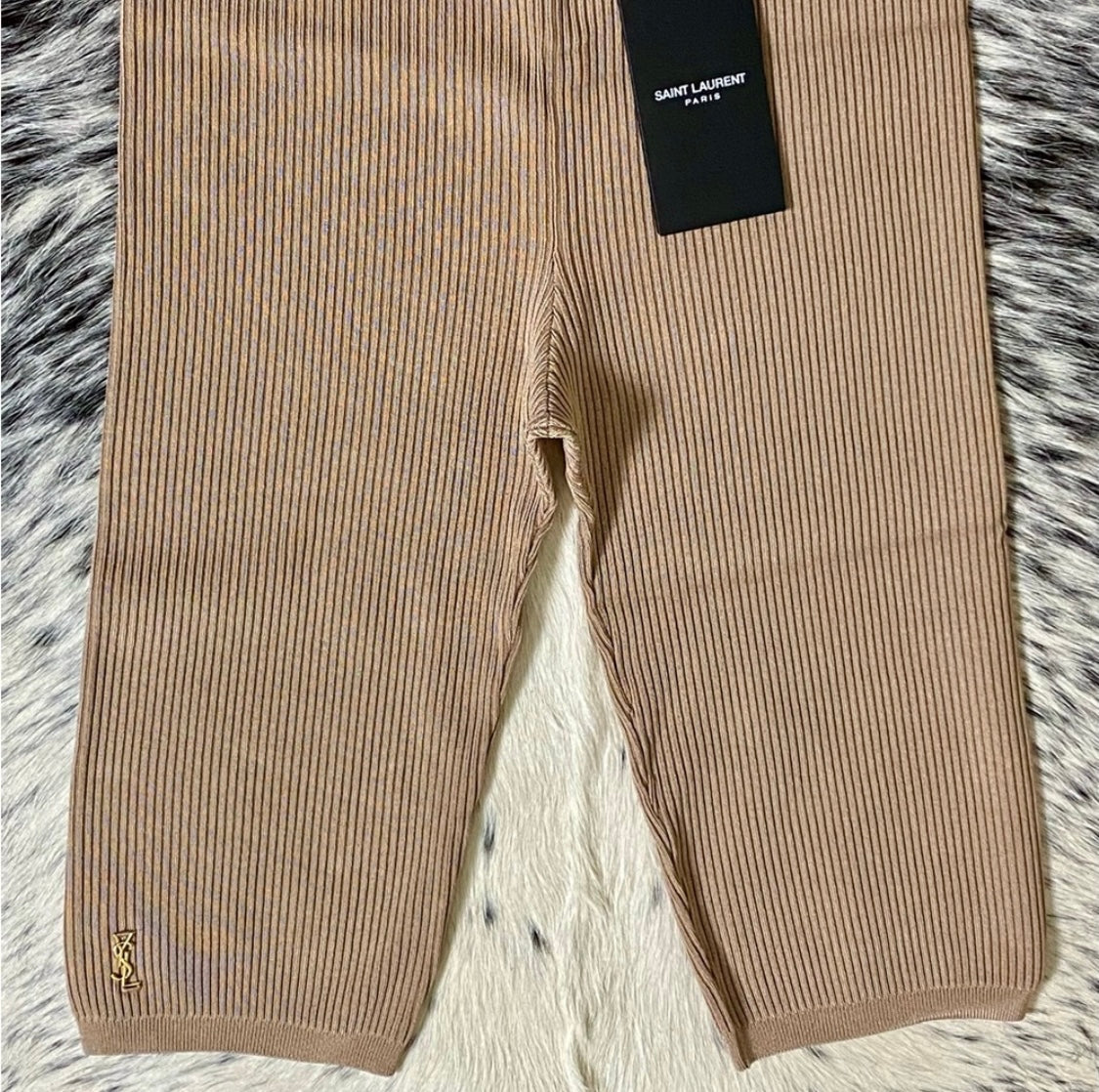 SAINT LAURENT CYCLISTE HIGH RISE RIB KNIT SHORTS