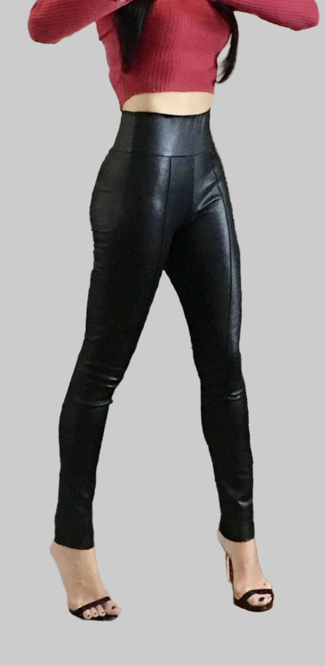 SPRWMN PINTUCK SEAMED LEATHER LEGGING