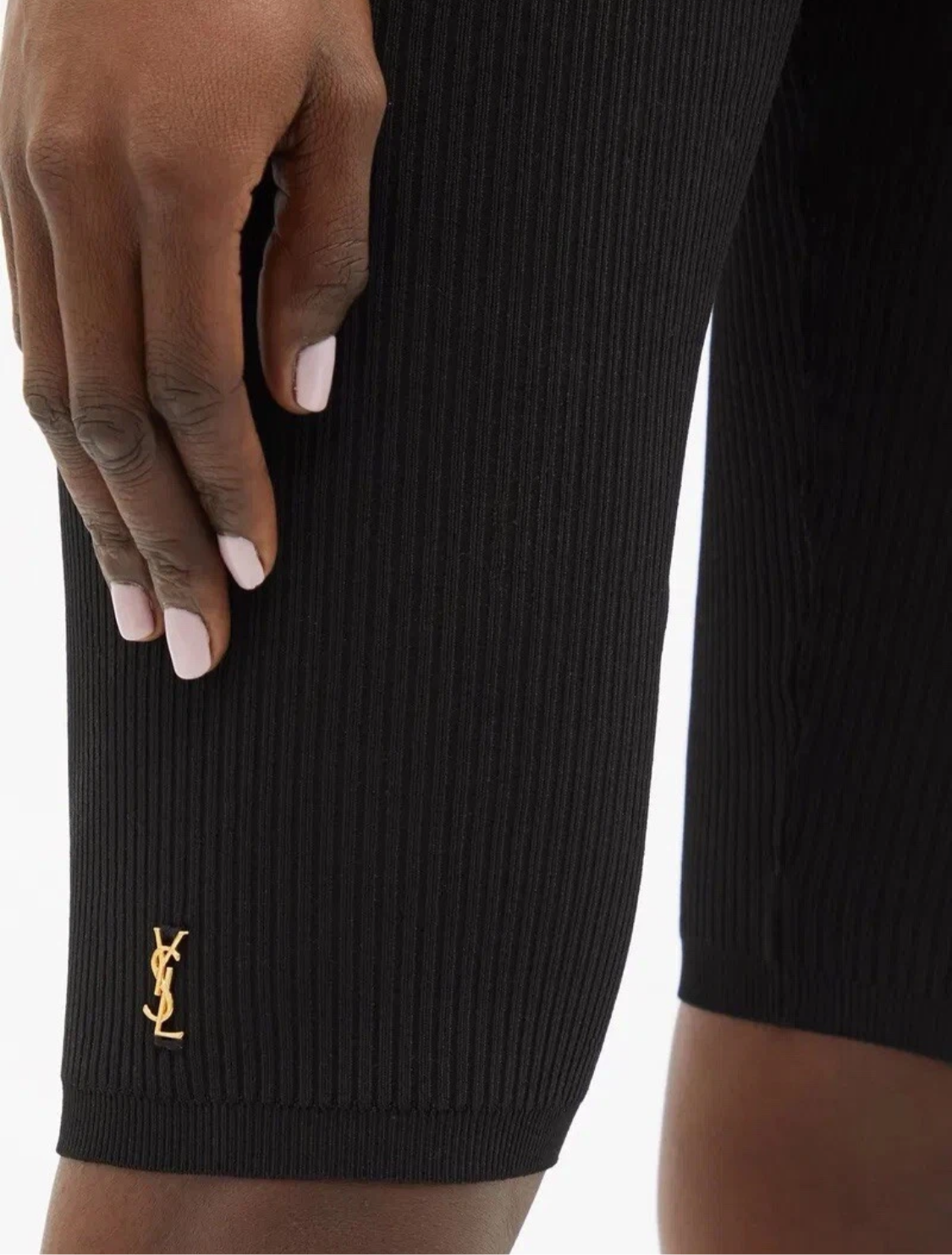 SAINT LAURENT CYCLISTE HIGH-RISE RIB KNIT SHORTS