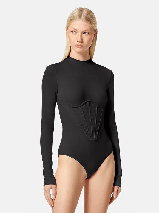 VERSACE CORSET DETAIL NEOPRENE BODYSUIT