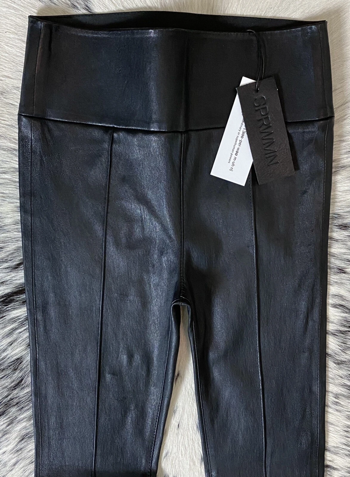 SPRWMN PINTUCK SEAMED LEATHER LEGGING