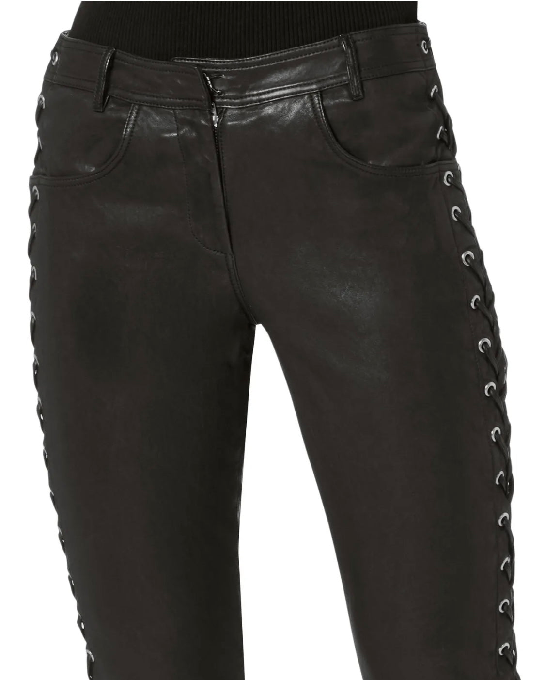 A.L.C. DENT LACE-UP LEATHER PANTS