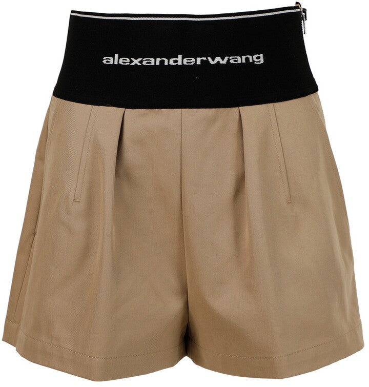 ALEXANDER WANG LOGO ELASTIC SAFARI SHORTS