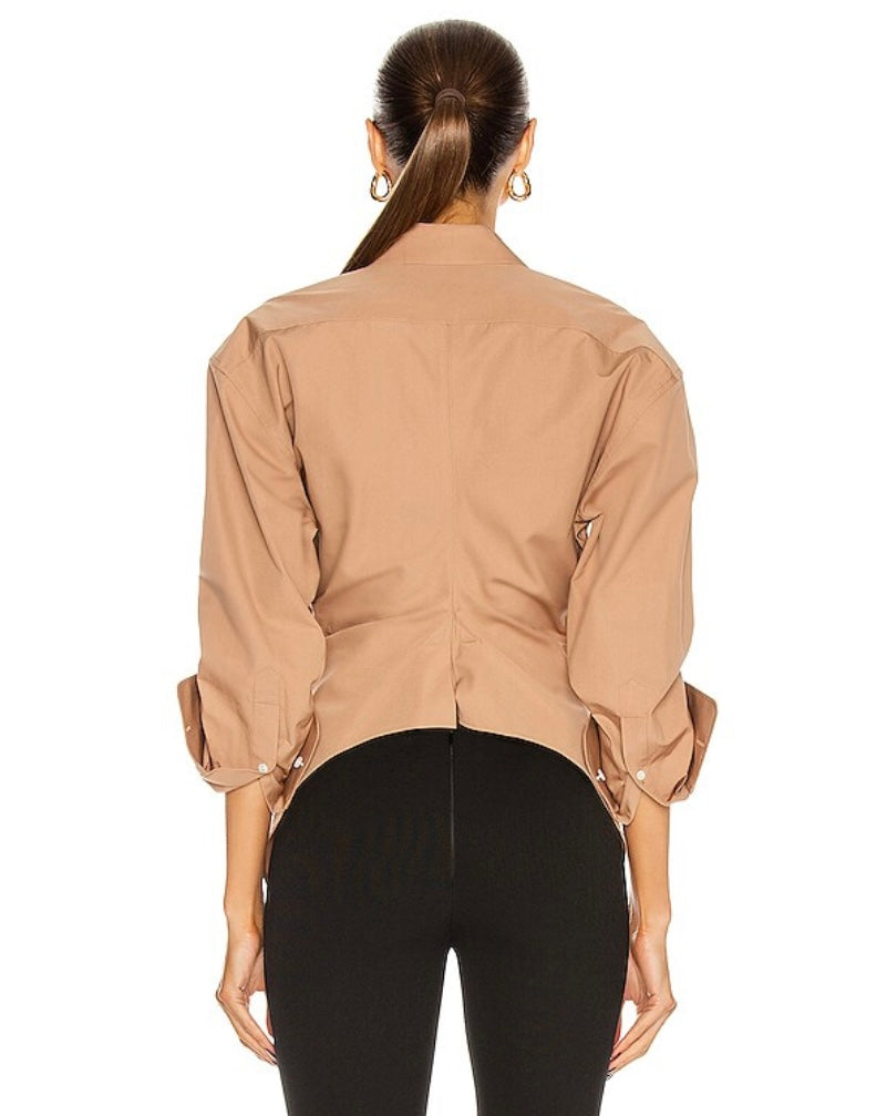 ALEXANDER WANG CINCHED SLEEVE BUTTON UP SHIRT