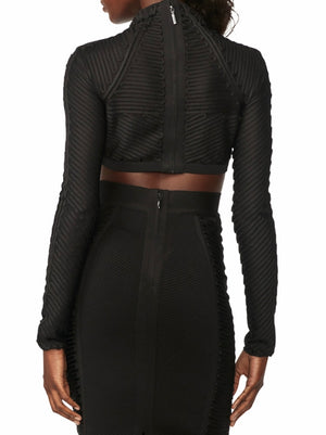 HERVE LEGER X LAW ROACH EMBROIDERED CROP TOP