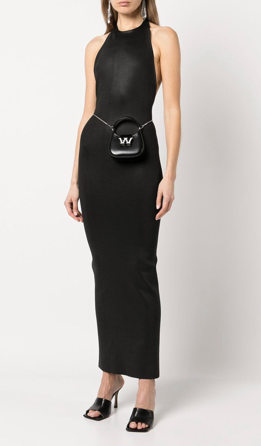 ALEXANDER WANG BONDED SEAM HALTERNECK MAXI DRESS