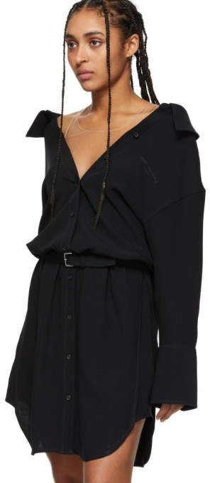 ALEXANDER WANG FALLING SHOULDER SILK SHIRT-DRESS