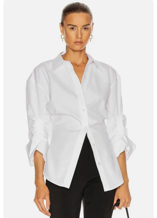 ALEXANDER WANG CINCHED SLEEVE BUTTON DOWN