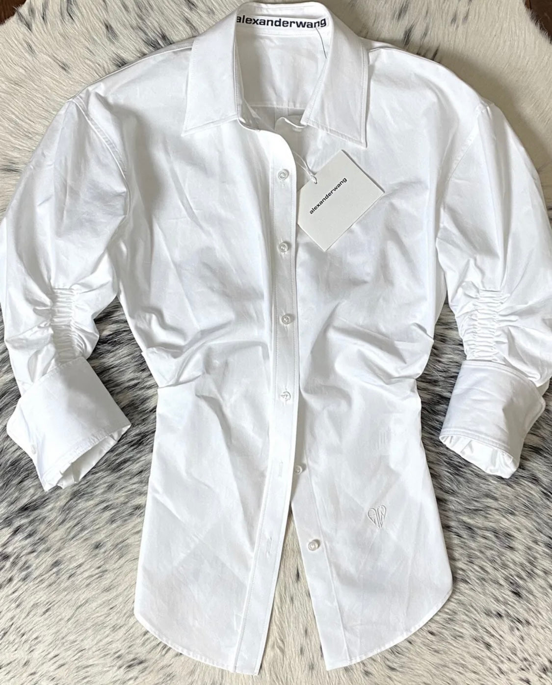 ALEXANDER WANG CINCHED SLEEVE BUTTON DOWN