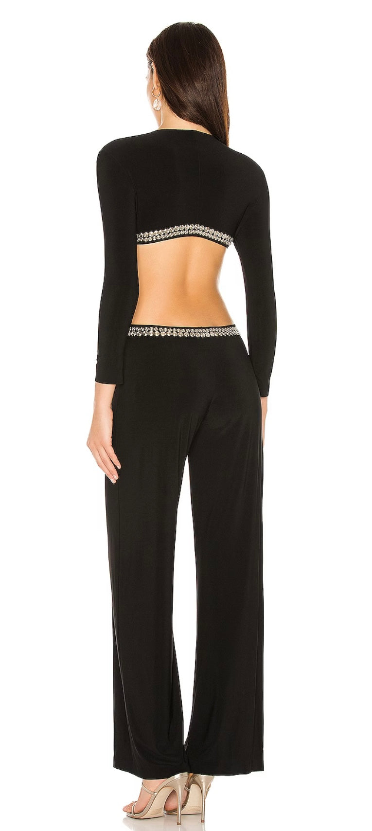 NORMA KAMALI CUTOUT LONG SLEEVE STUD CATSUIT