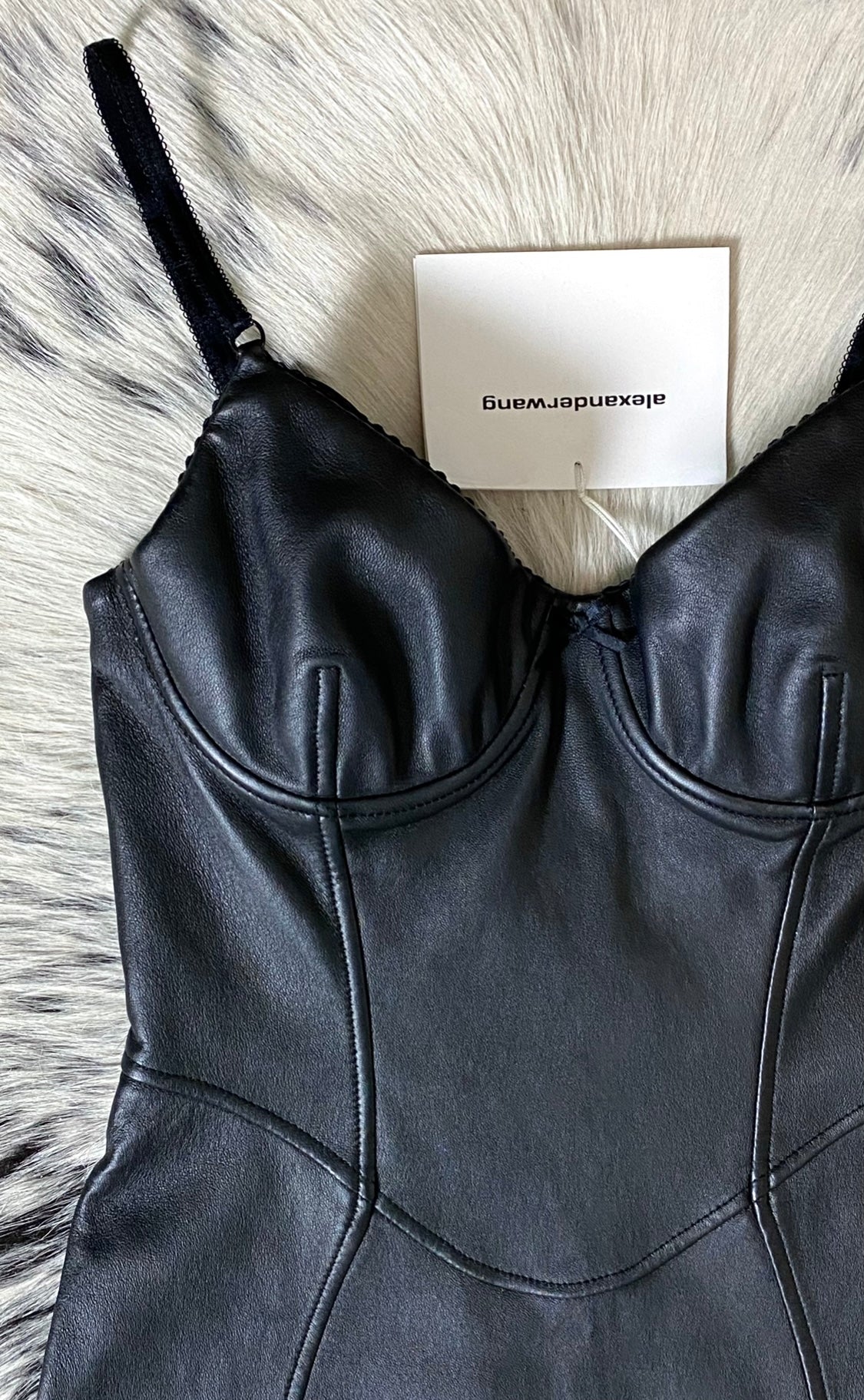 ALEXANDER WANG STRETCH LEATHER BUSTIER LBD DRESS