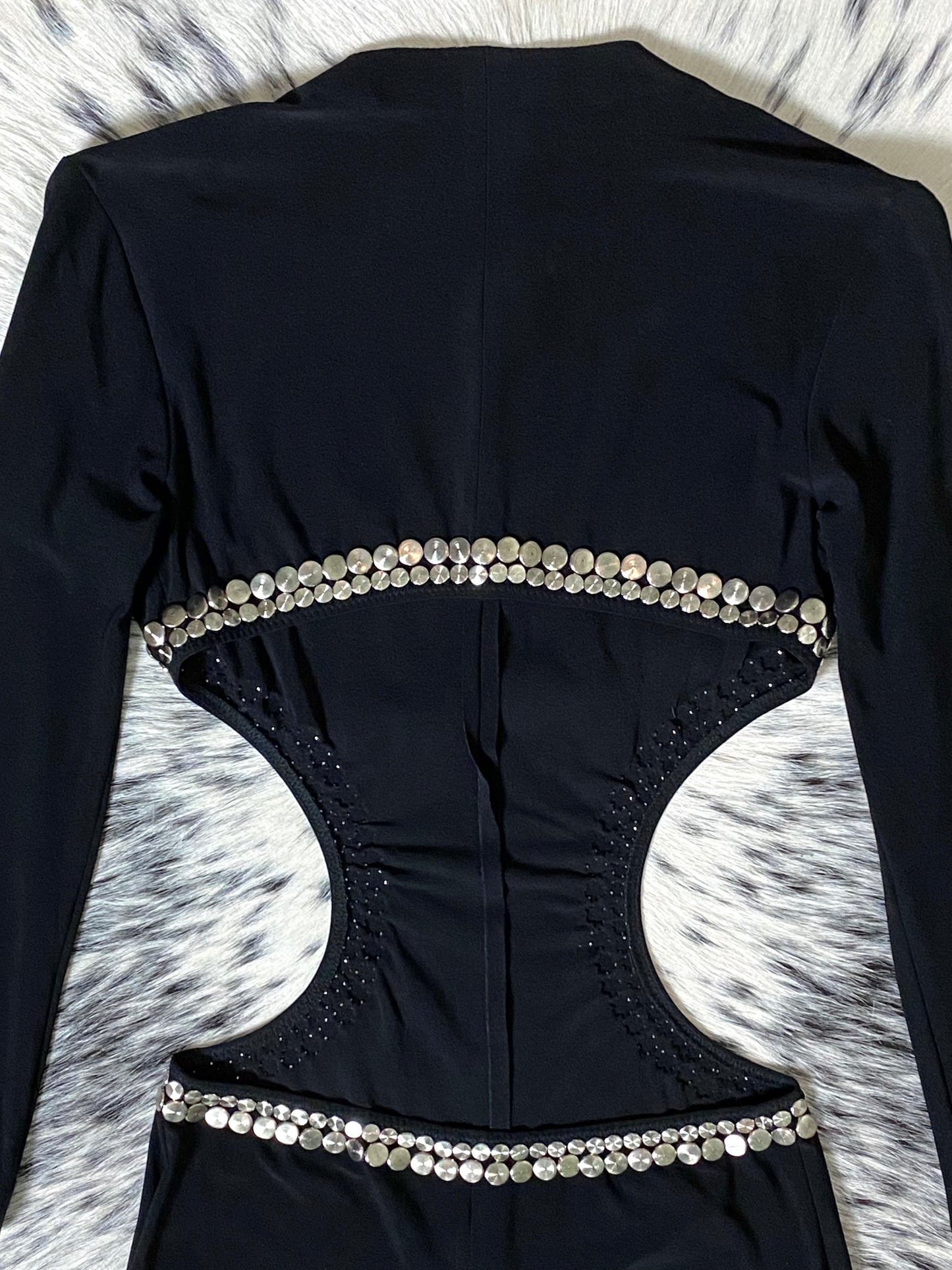 NORMA KAMALI CUTOUT LONG SLEEVE STUD CATSUIT