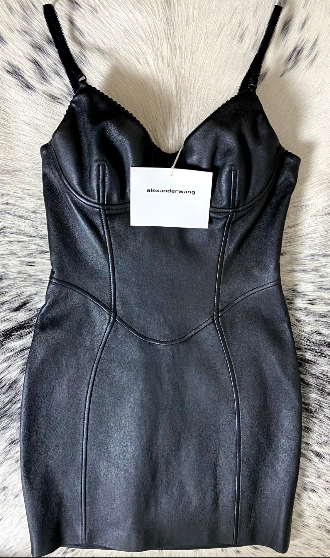 ALEXANDER WANG STRETCH LEATHER BUSTIER LBD DRESS