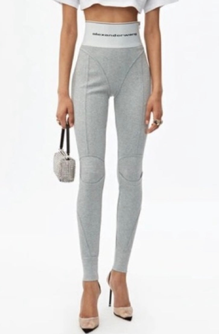 ALEXANDER WANG LOGO ELASTIC SEAMED LEGGING