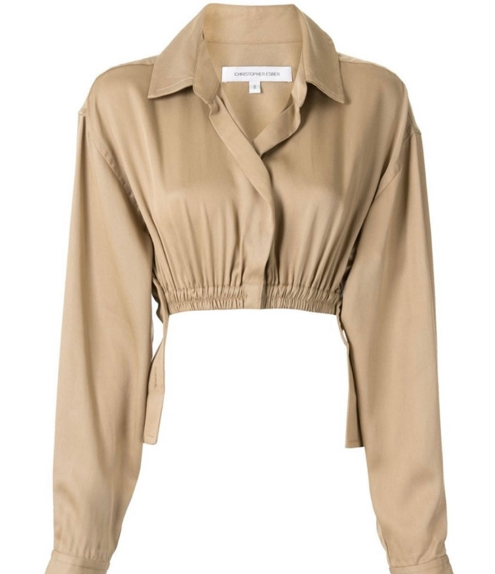 CHRISTOPHER ESBER CROPPED RUCHED SHIRT