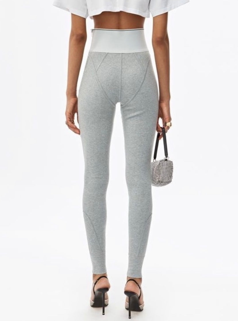 ALEXANDER WANG LOGO ELASTIC SEAMED LEGGING